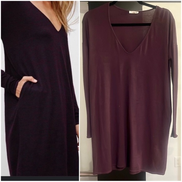 Wilfred Free Gail Long Sleeve Burgundy Jersey Dress XS - Picture 1 of 3